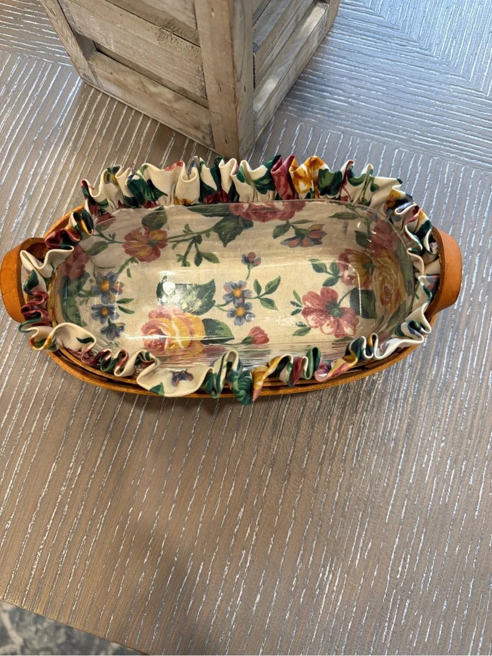 Longaberger basket Vintage Lavender basket , protector and liner